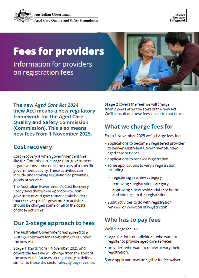 Fees for providers factsheet