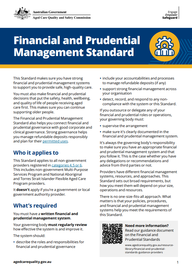 Financial and Prudential Management factsheet