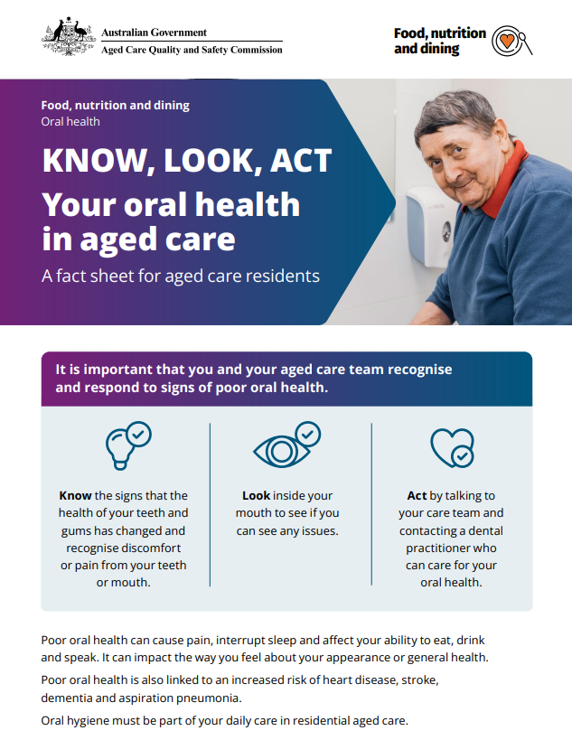 KNOW, LOOK, ACT Your oral health in aged care image thumbnail