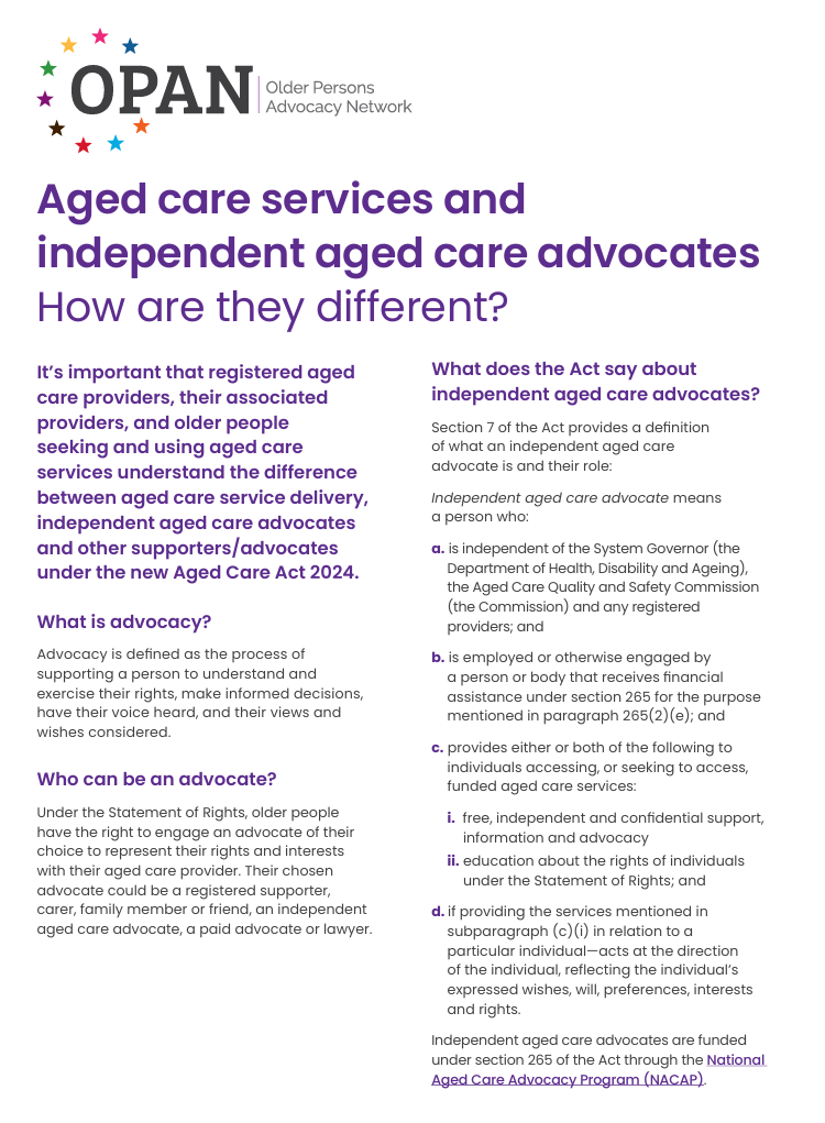Aged care services and independent aged care advocates guide thumbnail