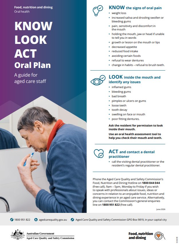 KNOW  LOOK  ACT  Oral Plan A guide for  aged care staff - thumbnail image
