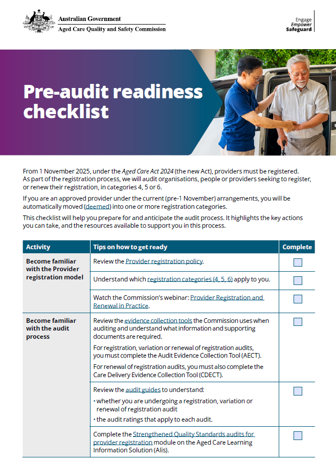 Pre-audit readiness checklist cover page
