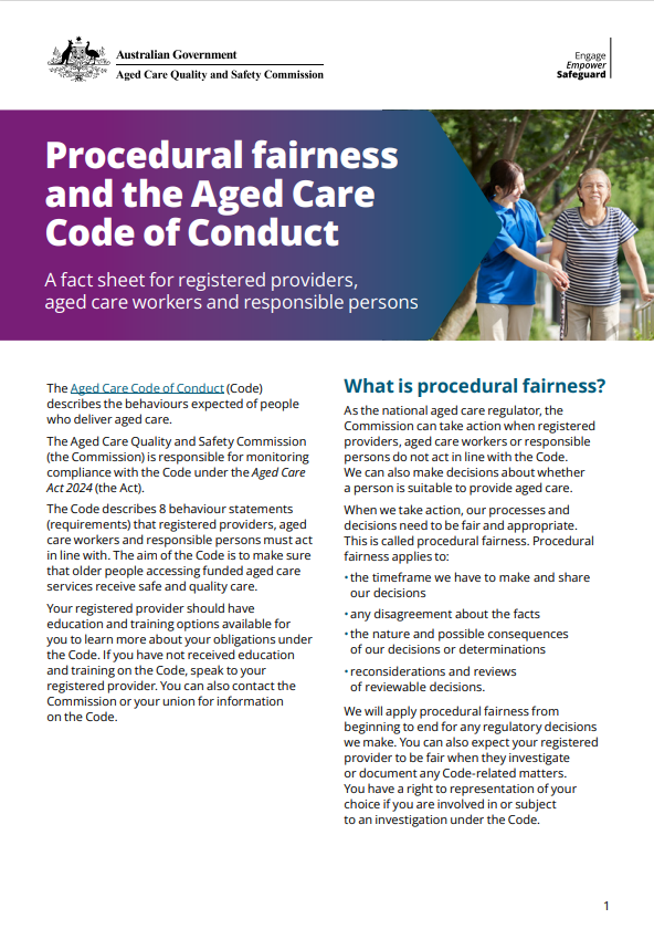Procedural fairness and the Aged Care Code of Conduct thumbnail