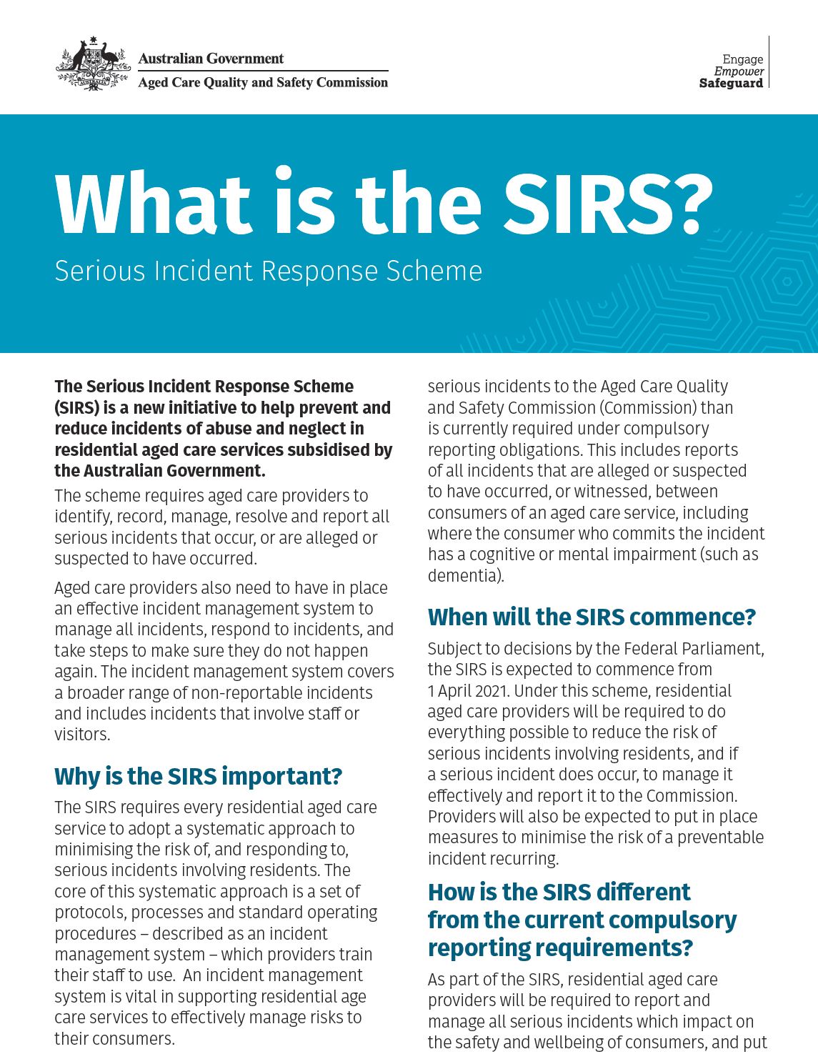Image of What is the SIRS? A fact sheet for aged care providers thumbnail