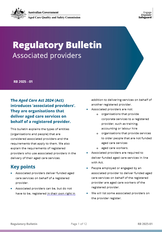 RB 2025-1 Regulatory Bulletin on Associated providers