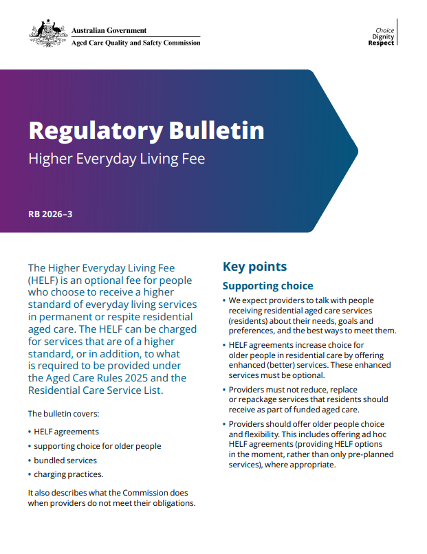 Regulatory Bulletin Higher Everyday Living Fee thumbnail image
