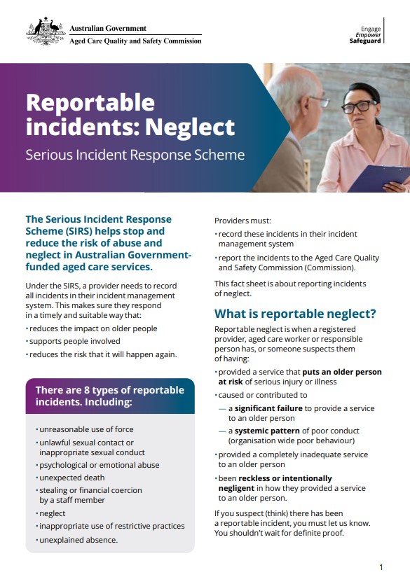 Reportable incidents neglect