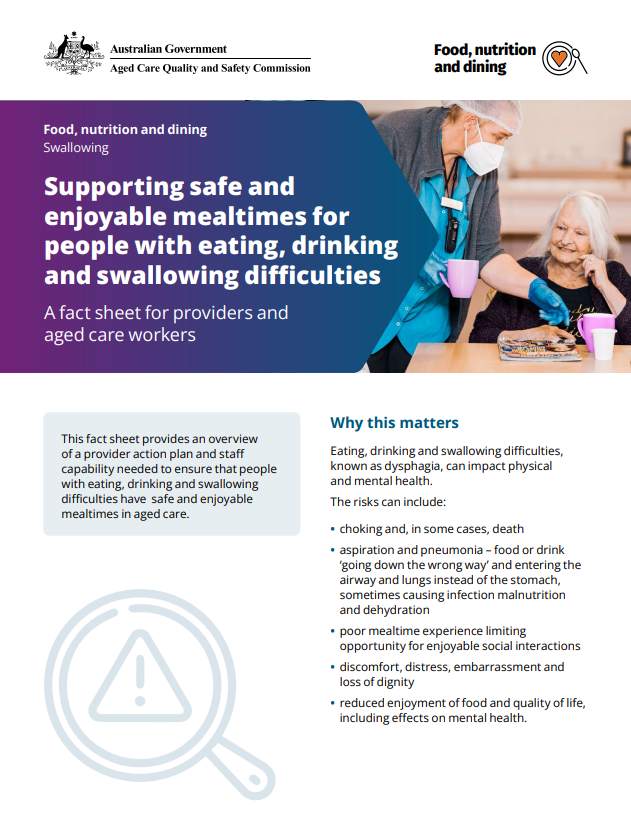 Supporting safe and enjoyable mealtimes for people with eating, drinking and swallowing difficulties thumbnail image