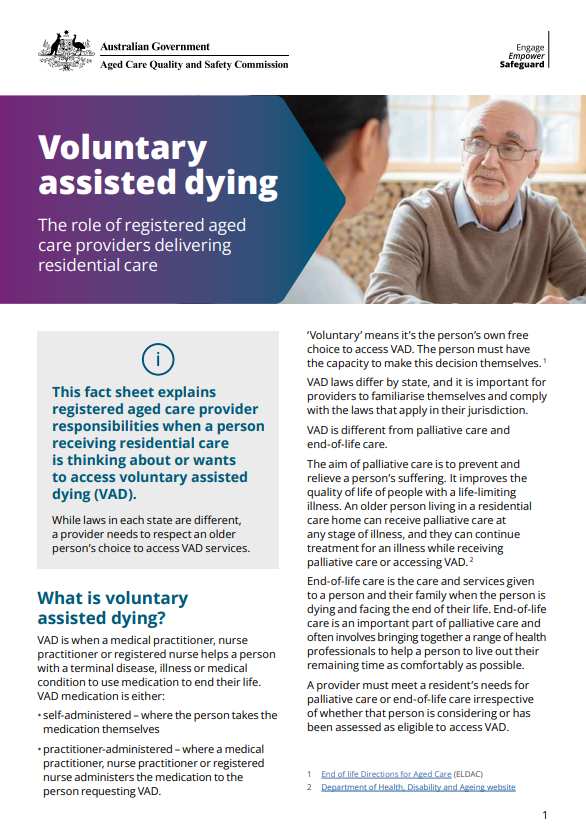 Voluntary Assisted Dying - factsheet thumbnail