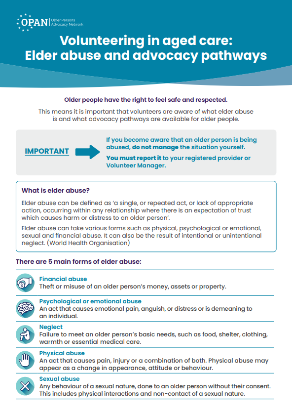 Volunteering in aged care: Elder abuse and advocacy pathways thumbnail