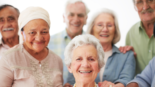 Group of ethnically diverse elders smiling